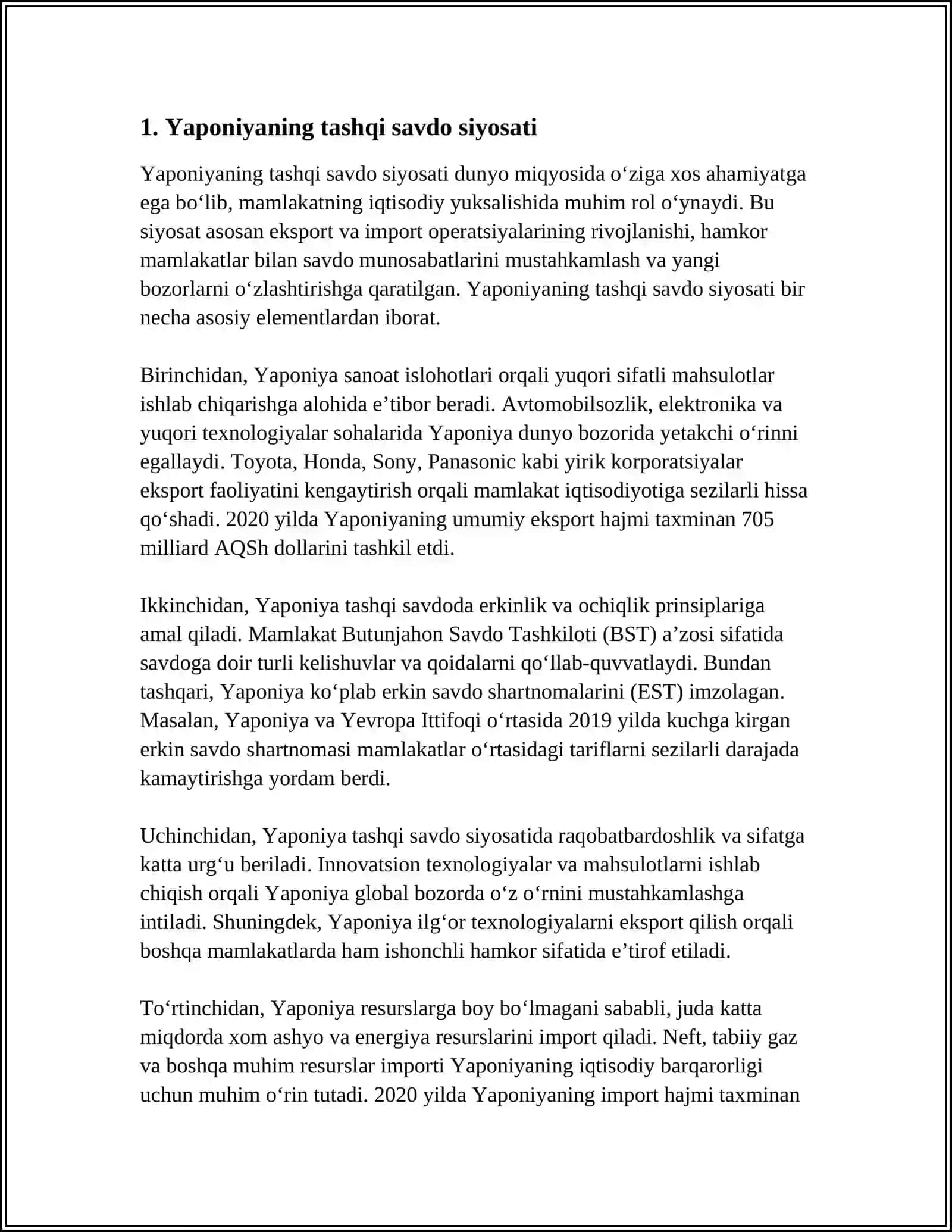 YAPONIYA DAVLATINING TASHQI IQTISODIYOTI 3