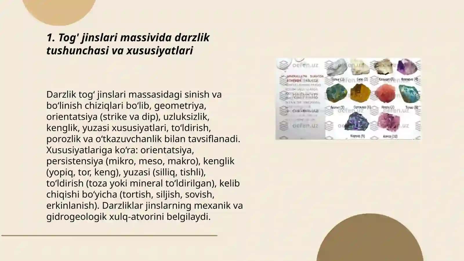 Tog' jinslari massivining darzligi va ularning tasnifi 3