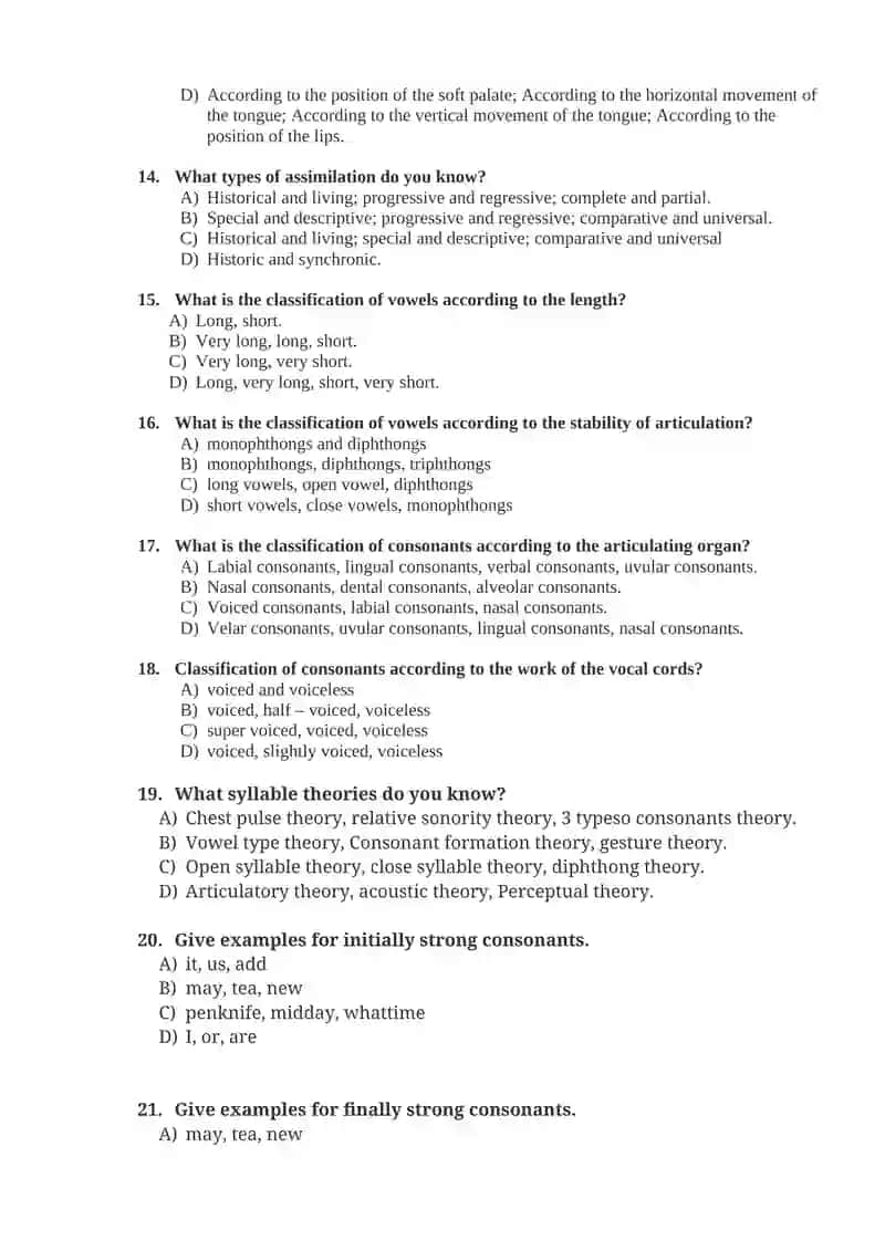 ТЕСTS ON THEORETICAL PHONETICS 3