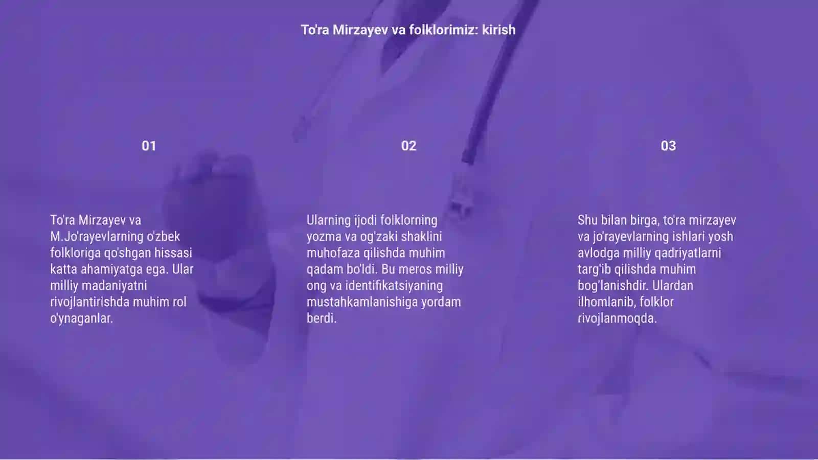 To'ra Mirzayev va M.Jo'rayevlarning o'zbek folkloriga qo'shgan hissasi 3