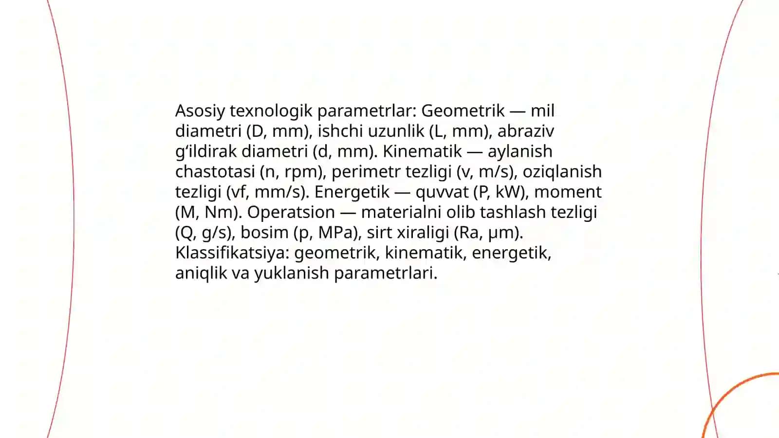 Sayqallash va un tortishdagi valli dastgohning texnologik parametrlari 3