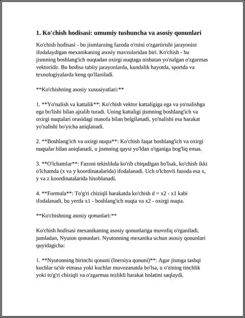 KO'CHISH HODISALARI. DIFFUZIYA, ISSIQLIK OTKAZUVCHANLIK VA QOVUSHQOQLIK 3