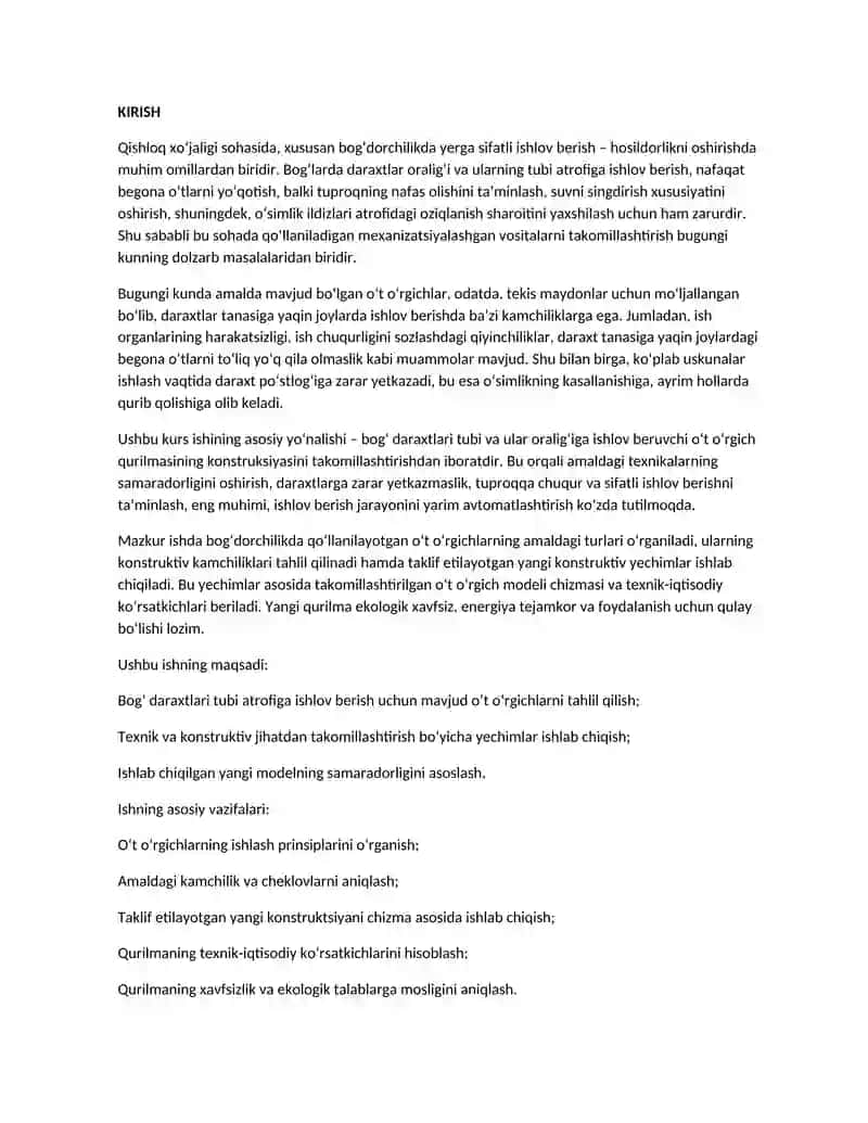 O‘simliklar oralig‘iga ishlov berish texnologiyasi va mavjud uskunalar 3