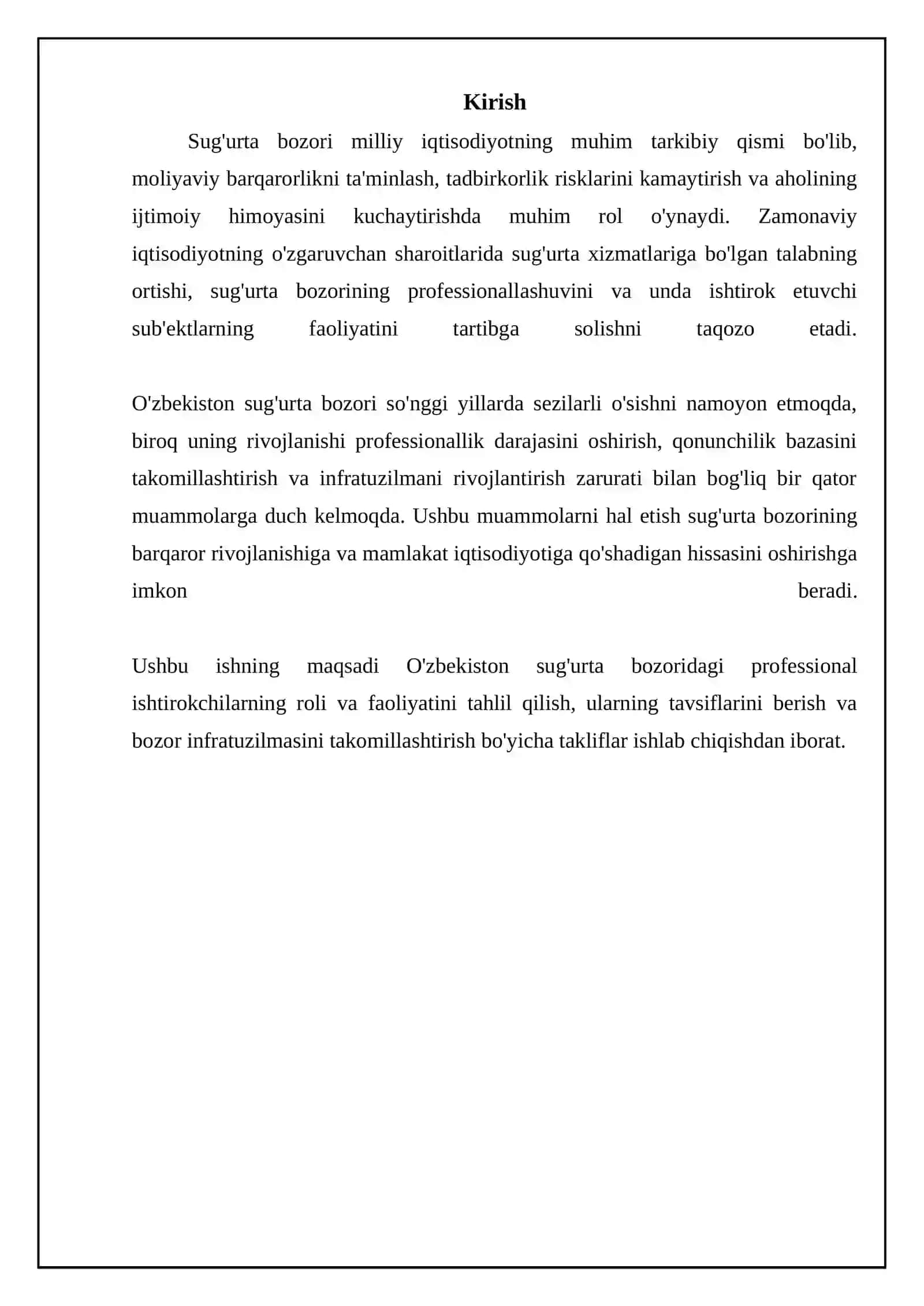 Sug'urta bozorining professional ishtirokchilari va ularga tavsifnoma 3