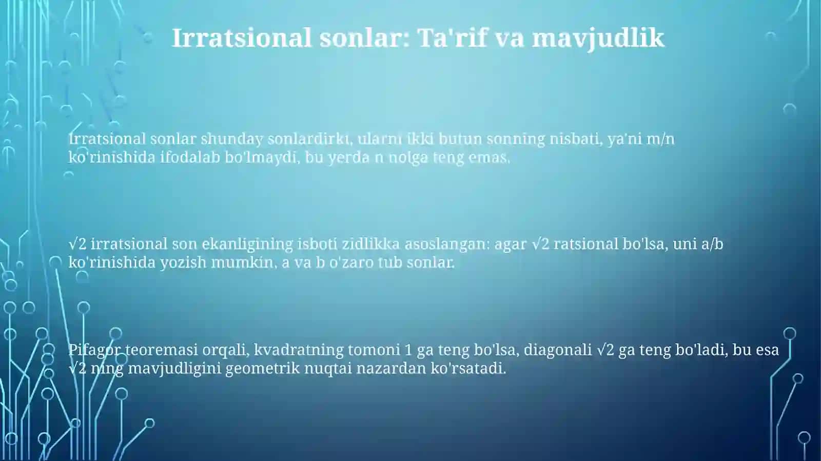 Irratsional sonlarga doir misollar yechish 3