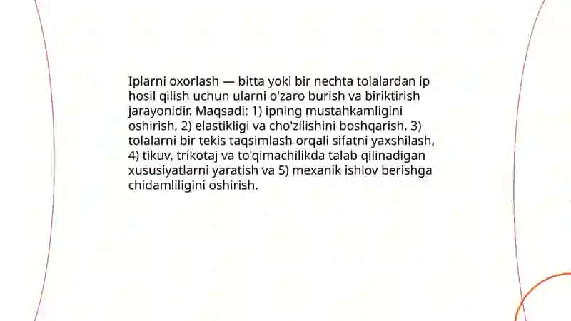 Iplarni oxorlash 3