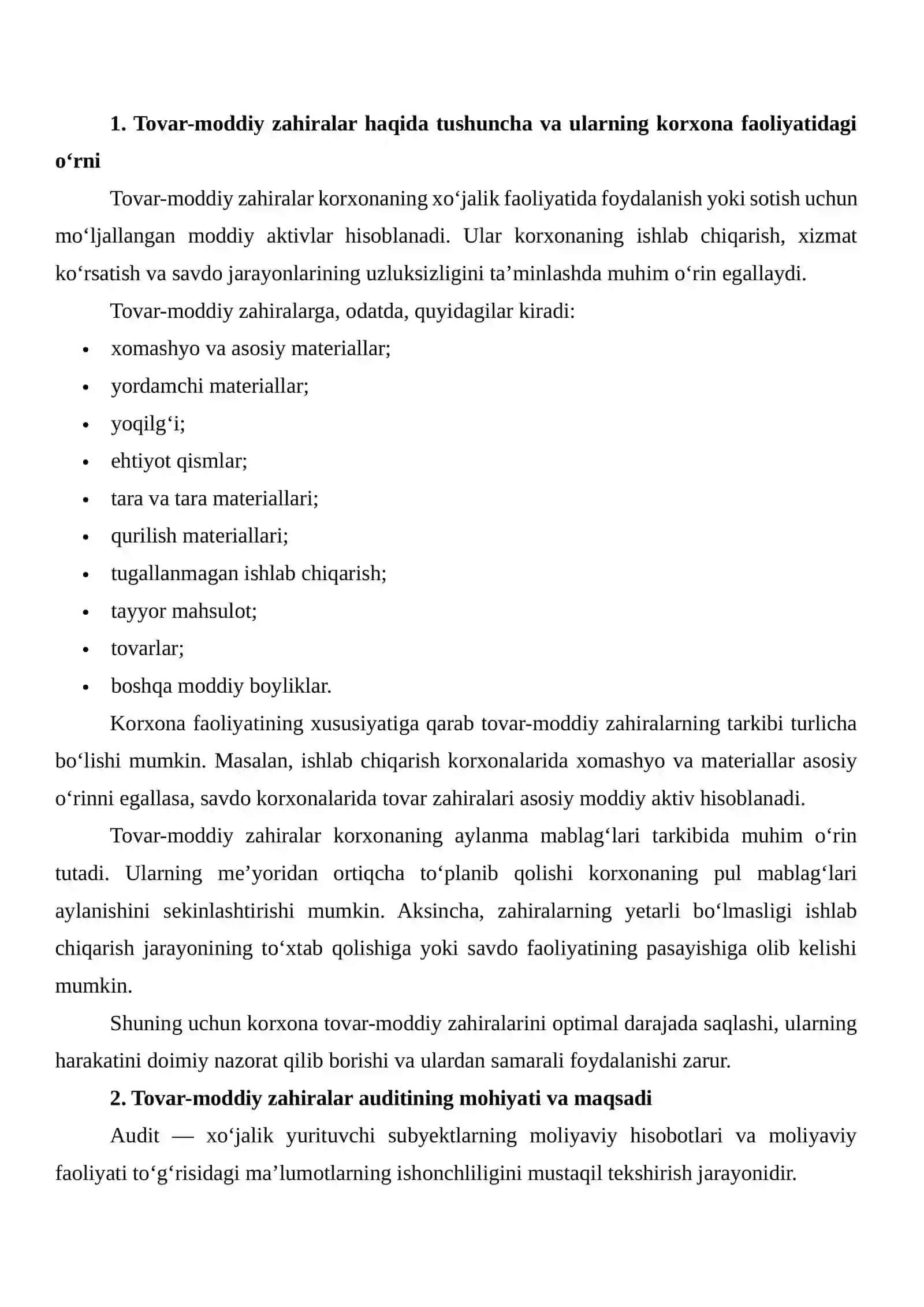 TOVAR-MODDIY ZAHIRALAR AUDITI: MOHIYATI VA AHAMIYATI 3
