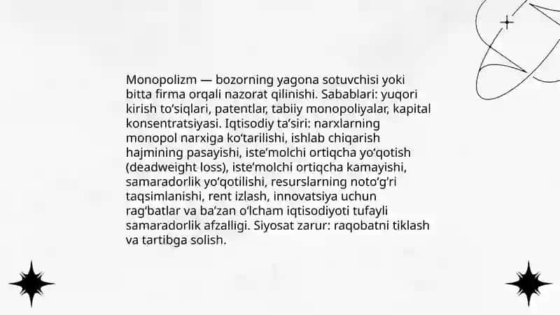 Monopolizm tushunchasi va iqtisodiy taʼsiri 3