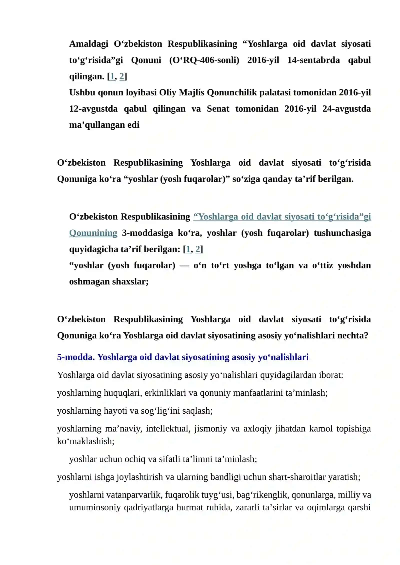"Yoshlar yetakchisi" suhbat savollari va javoblari 2026 3