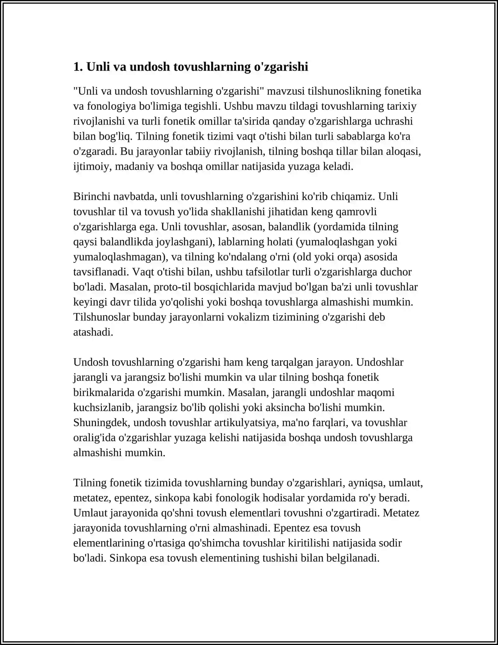 FONETIK OʻZGARISHLAR 3