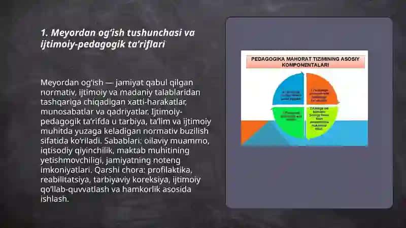 Meyordan ogʻish tushunchasi va ijtimoiy-pedagogik taʼriflari 3