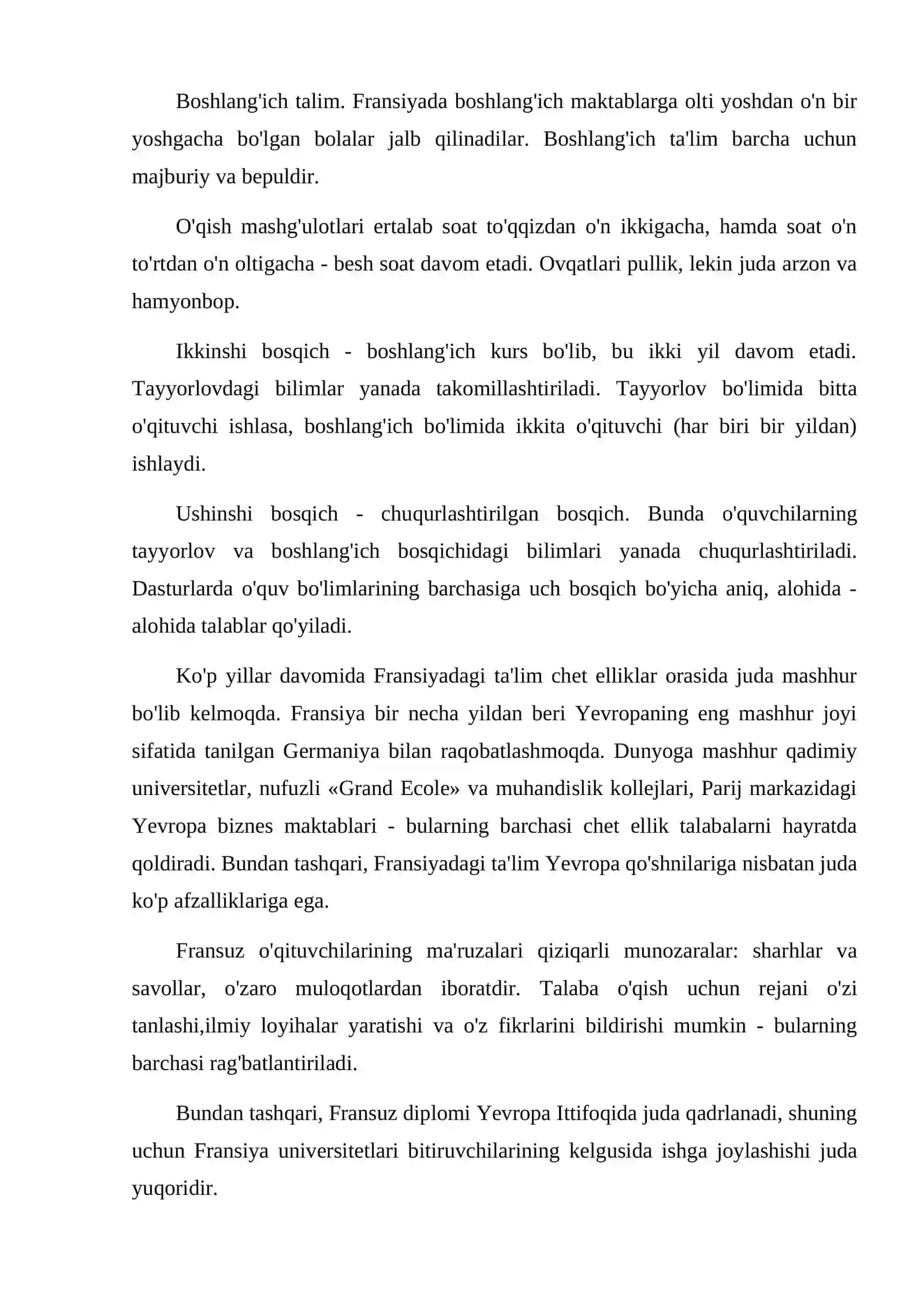 Fransiya ta’lim tizimi asoslari 3