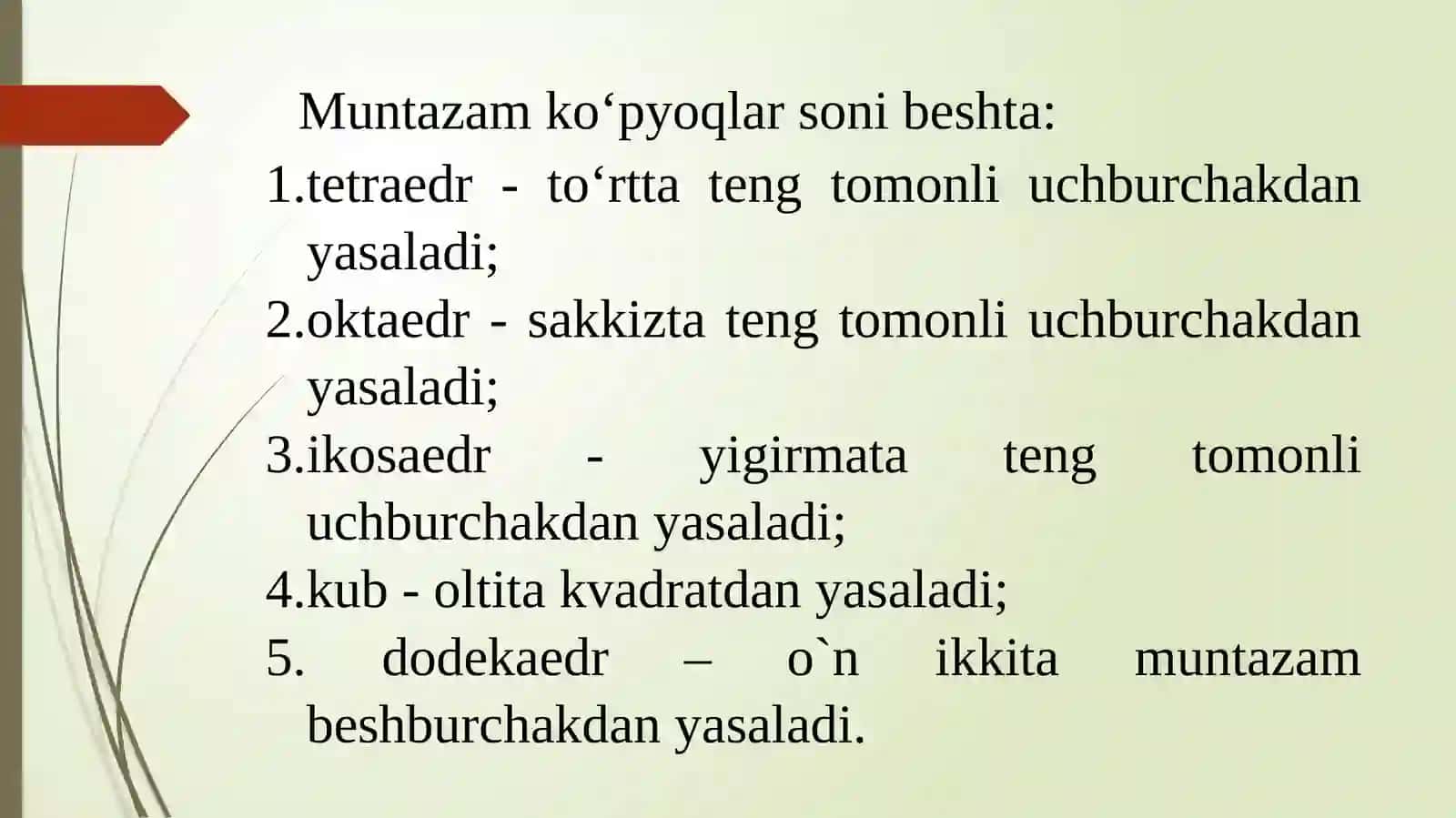 Sirtlarning tekislik bilankesishuvi 3