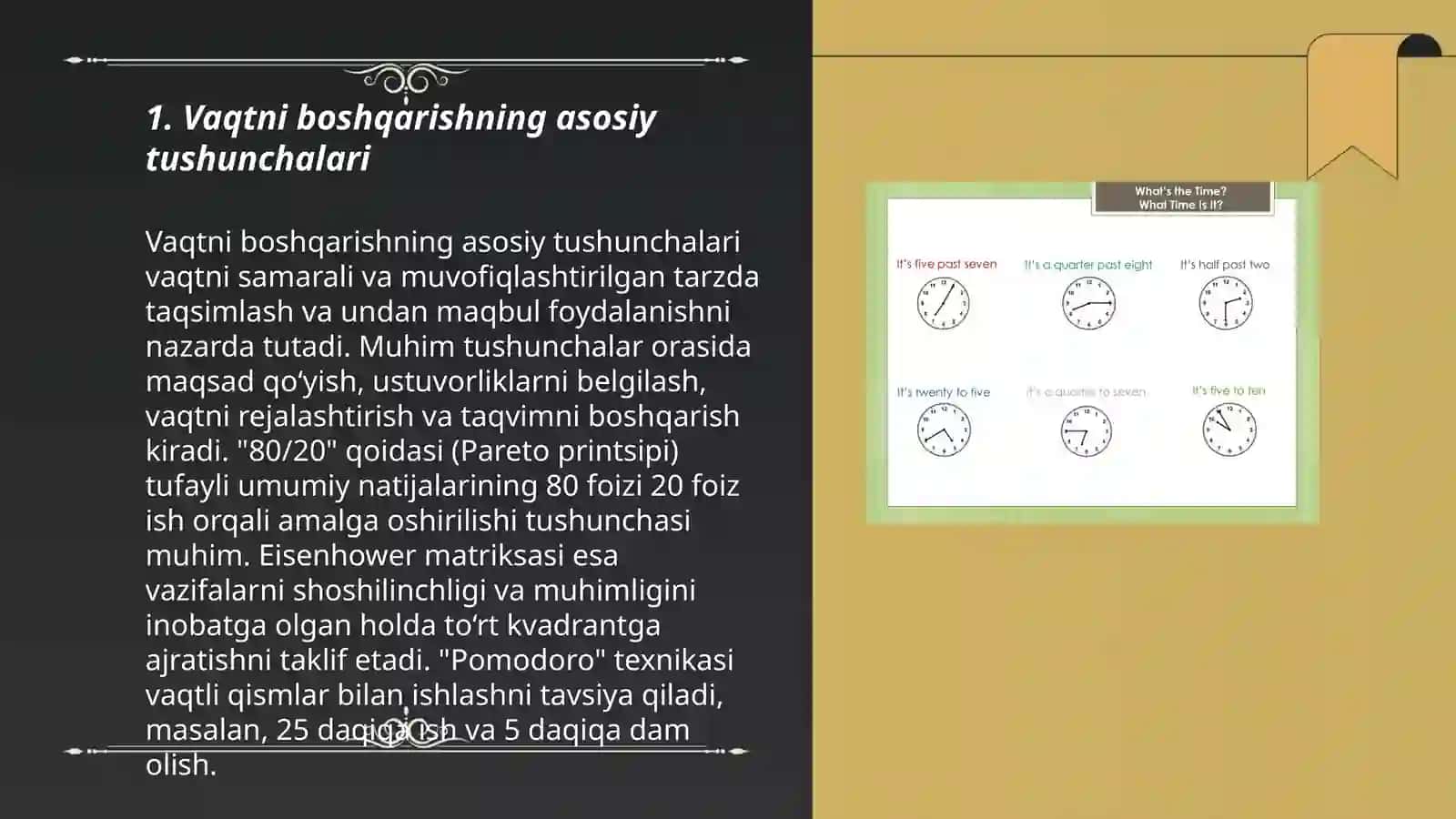 Vaqtni boshqarishning asosiy tushunchalari 3