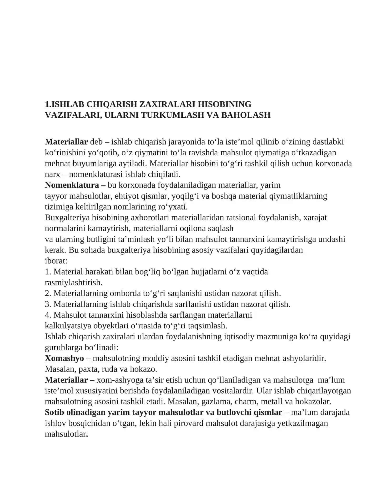 Korxona va tashkilotlarda materiallar hisobini tashkil etish va yanada rivojlantirish 3
