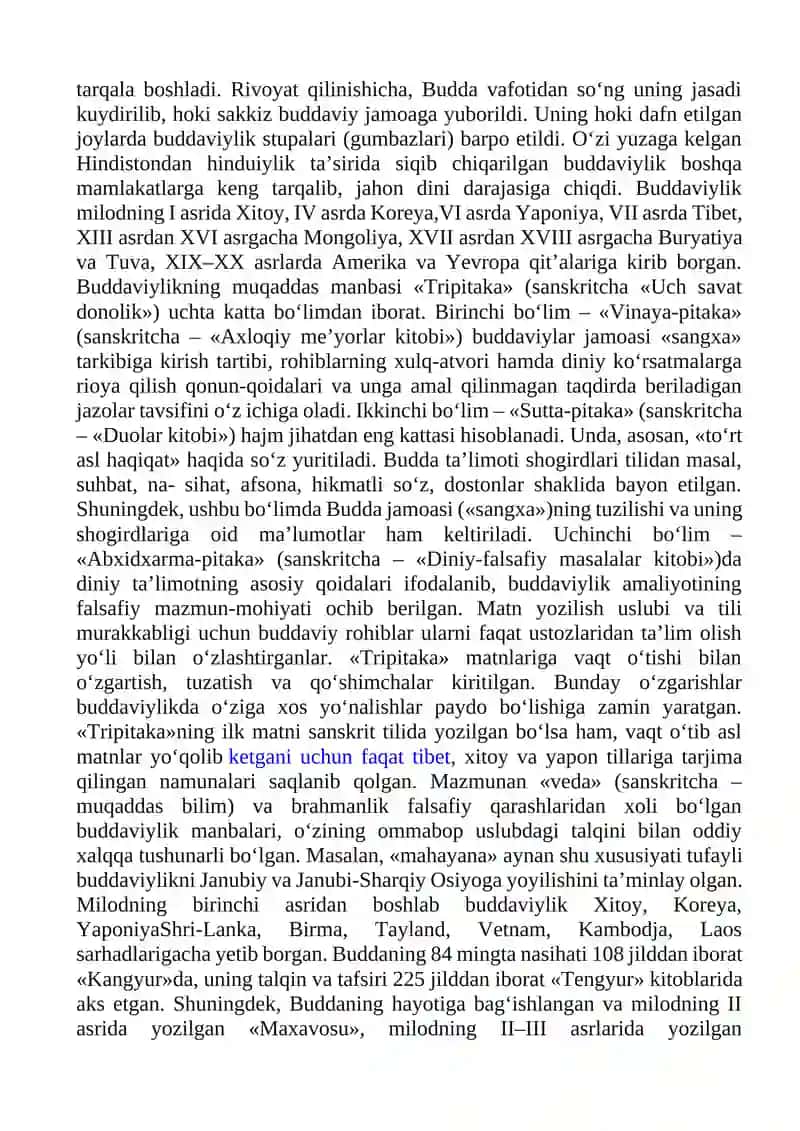 BUDDAVIYLIK DININING PAYDO BOLISH TARIXI,ASOSIY TA’LIMOTLARI,OQIMLARI VA MANBALARI 3
