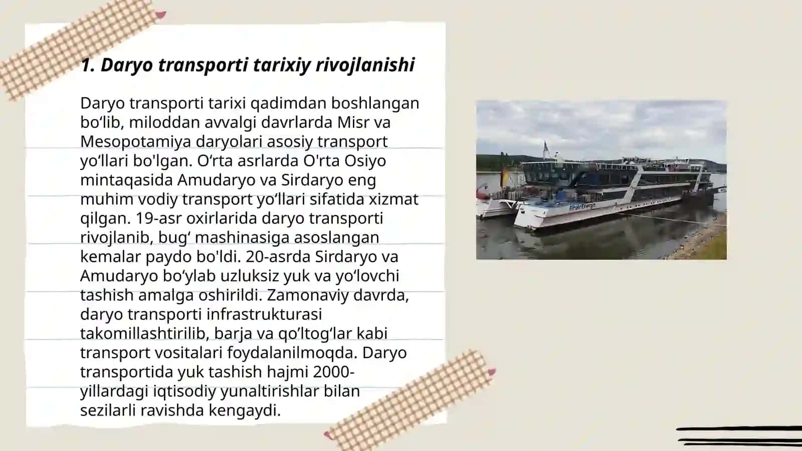 Daryo transporti tasnifi, yutuqlari va rivojlanish istiqbollari 3