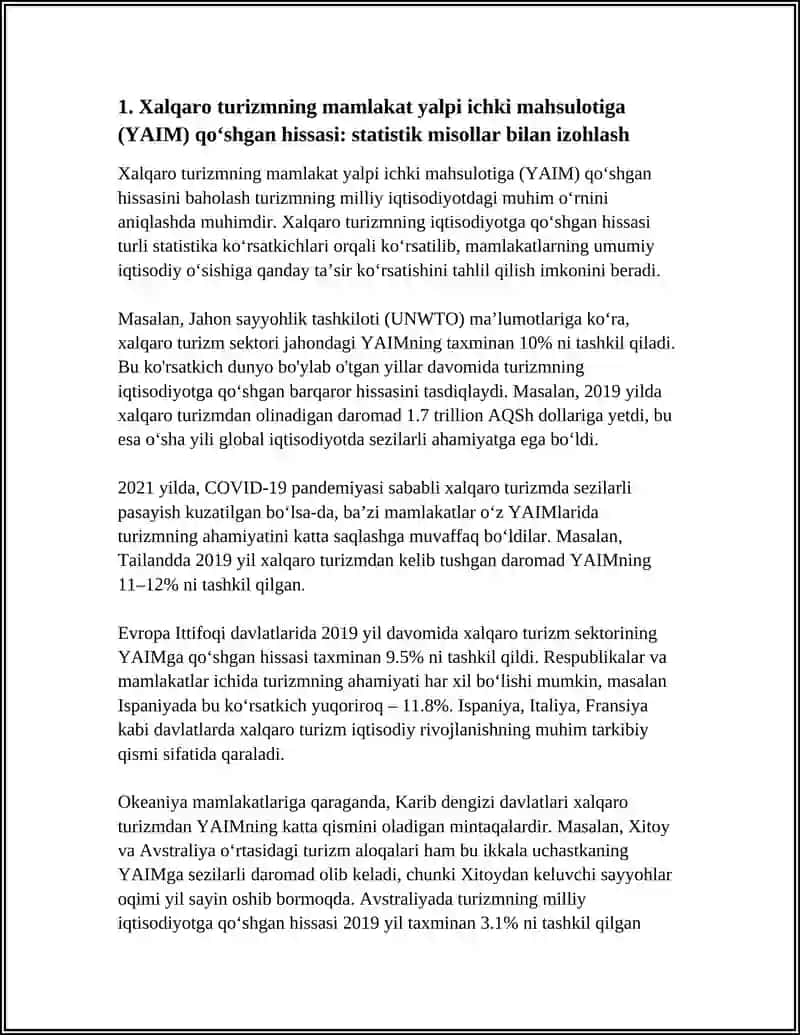 Xalqaro Turizmning Tashqi Iqtisodiy Faoliyat Shakli 3