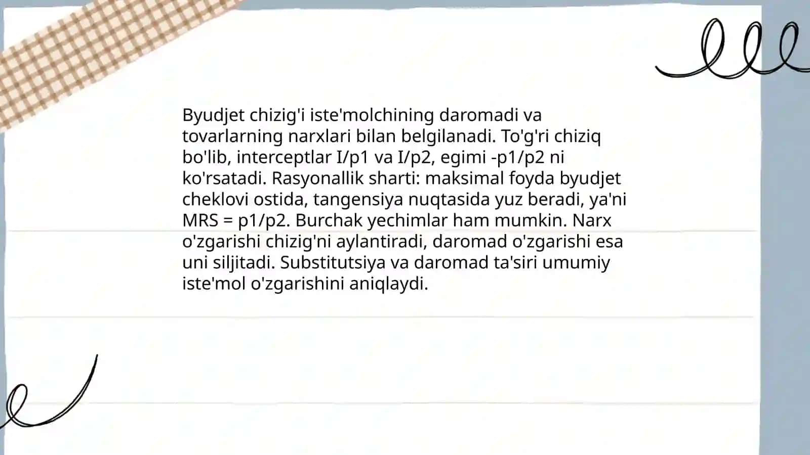 Istemolchinig muvozanat shartlari 3