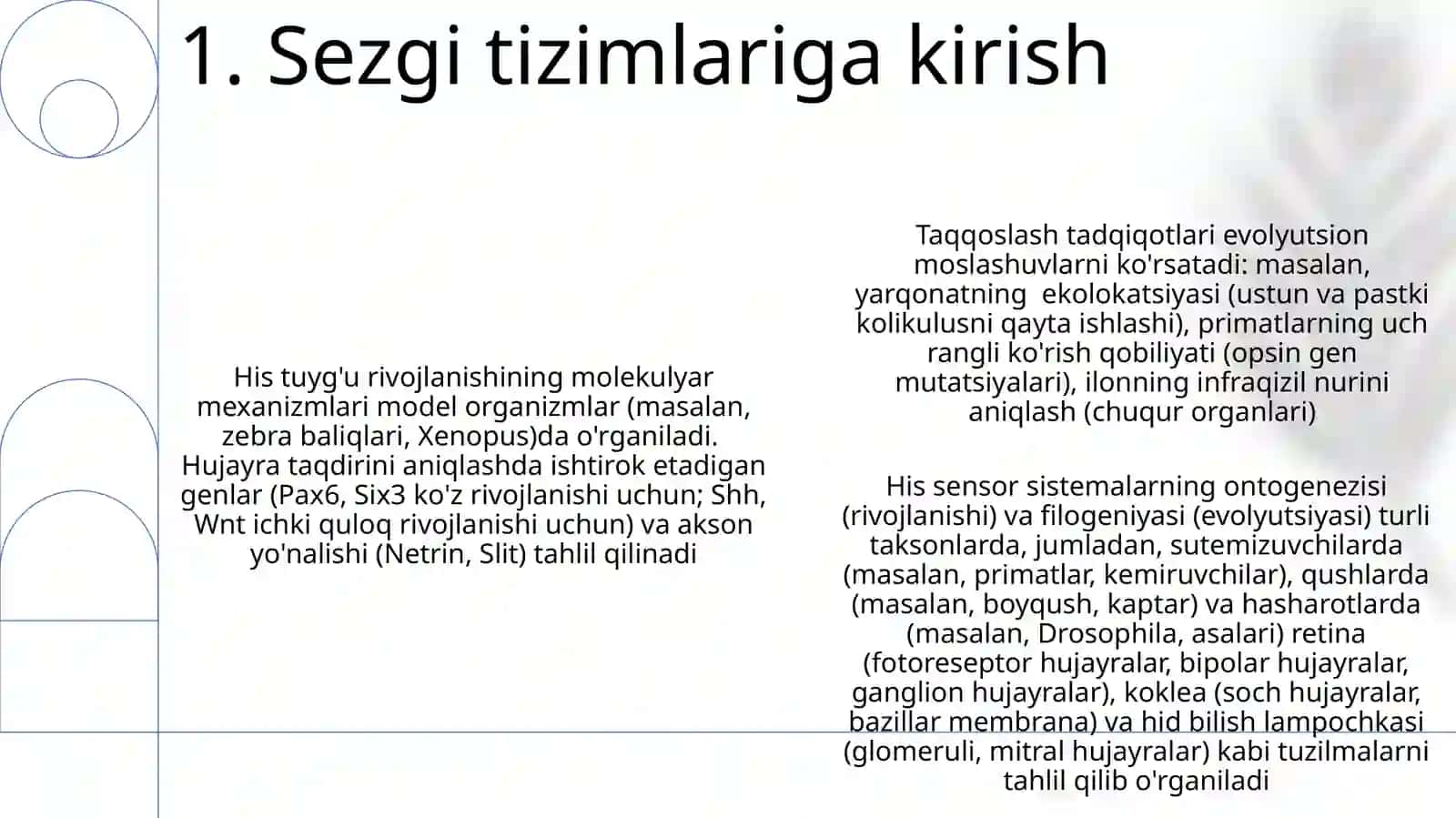 Asab tizimi va sezgi organlari onto-filogenezi 3