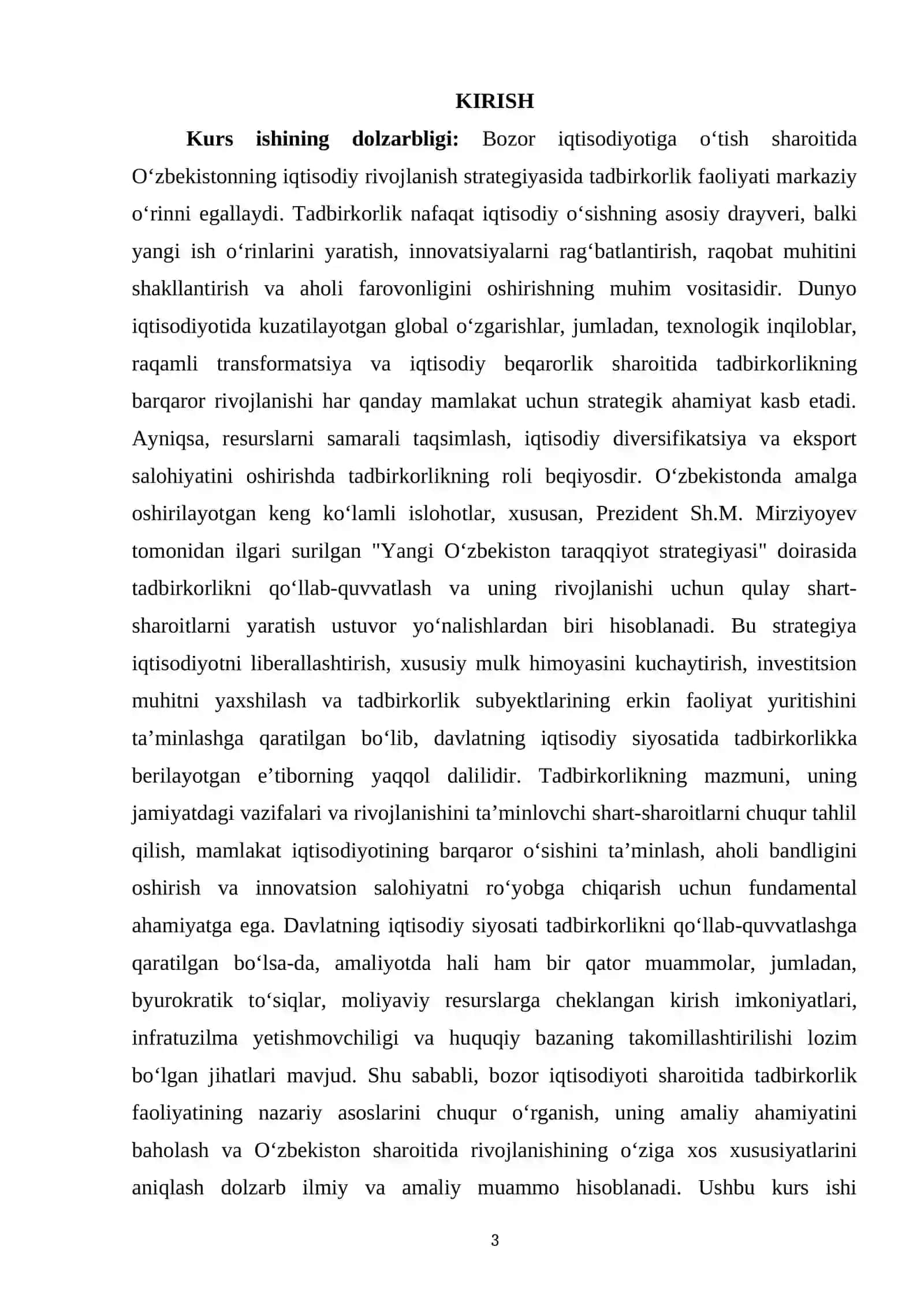 BOZOR IQTISODIYOTIDA TADBIRKORLIK FAOLIYATINING MAZMUNI, VAZIFALARI VA RIVOJLANISH SHART-SHAROITLARI 3
