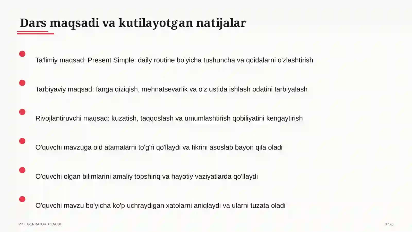 Present Simple: daily routine (3-sinf) 3