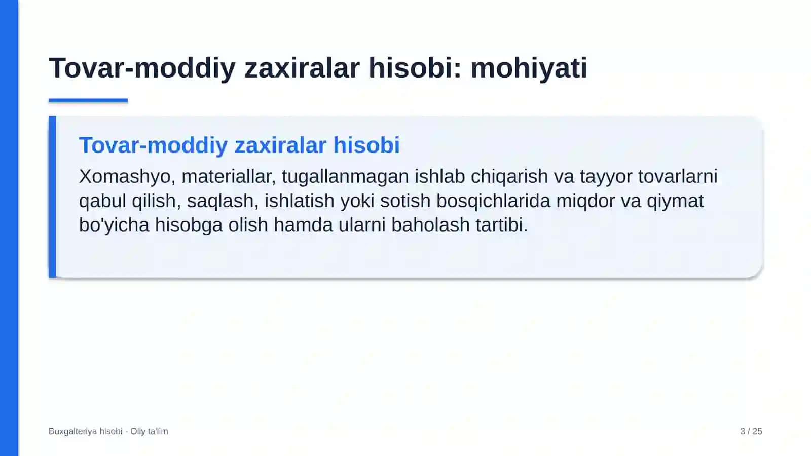 Animatsiya studiyalarida tovar-moddiy zaxiralar hisobi 3