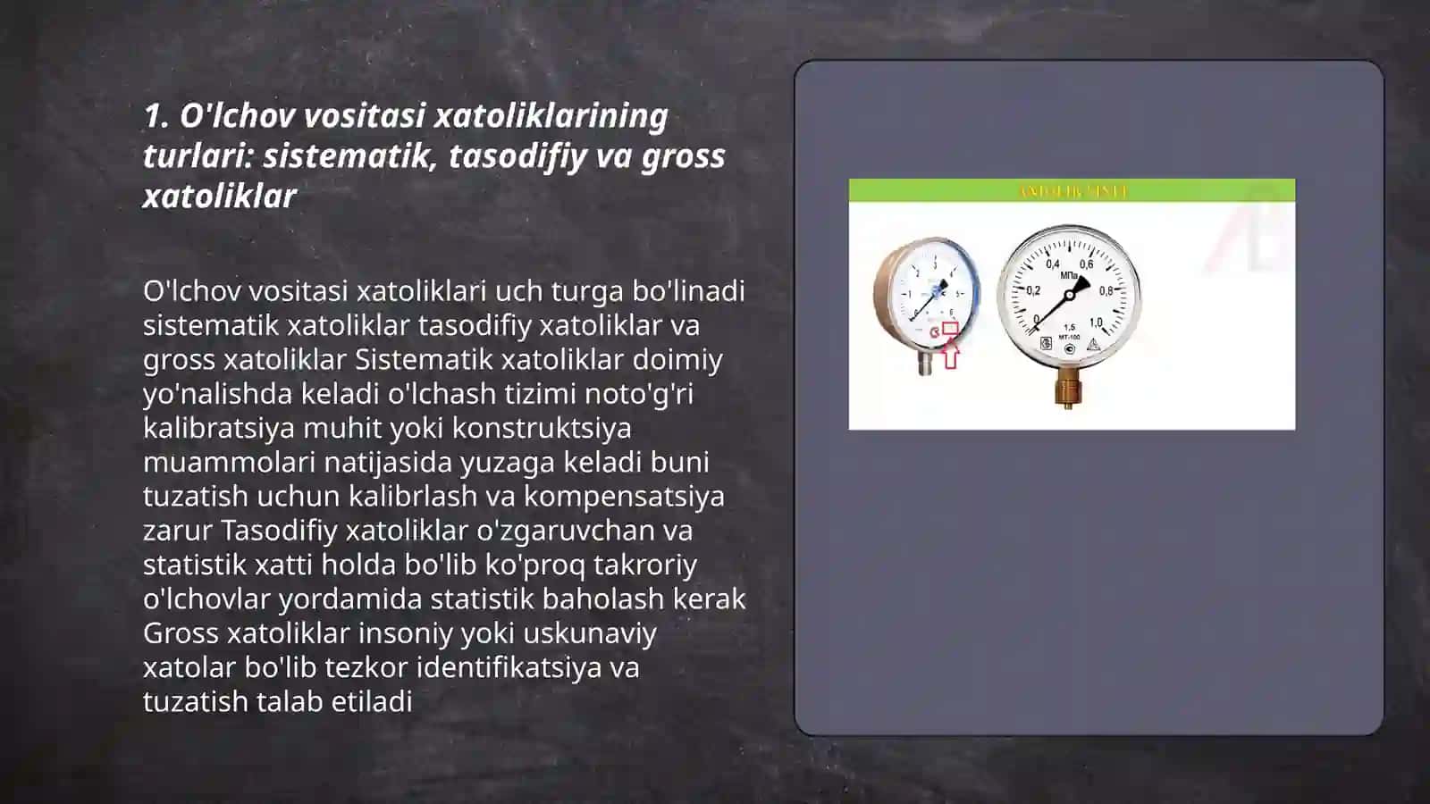 O'lchov vositasi xatoliklarini meyorlash va baxolash bosqichlarini o'rganish 3