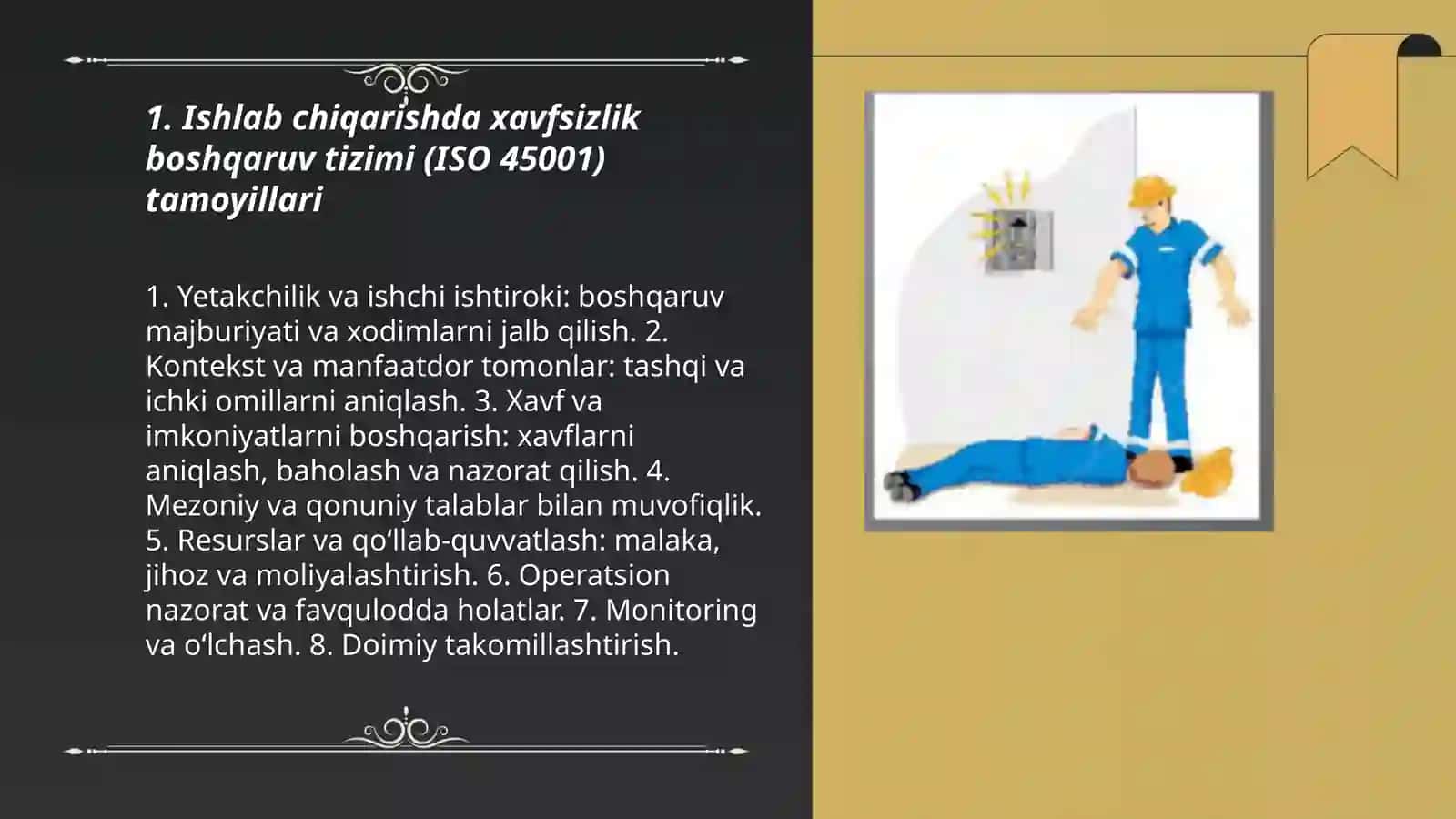 Ishlab chiqarishda xavfsizlik boshqaruv tizimi (ISO 45001) tamoyillari 3