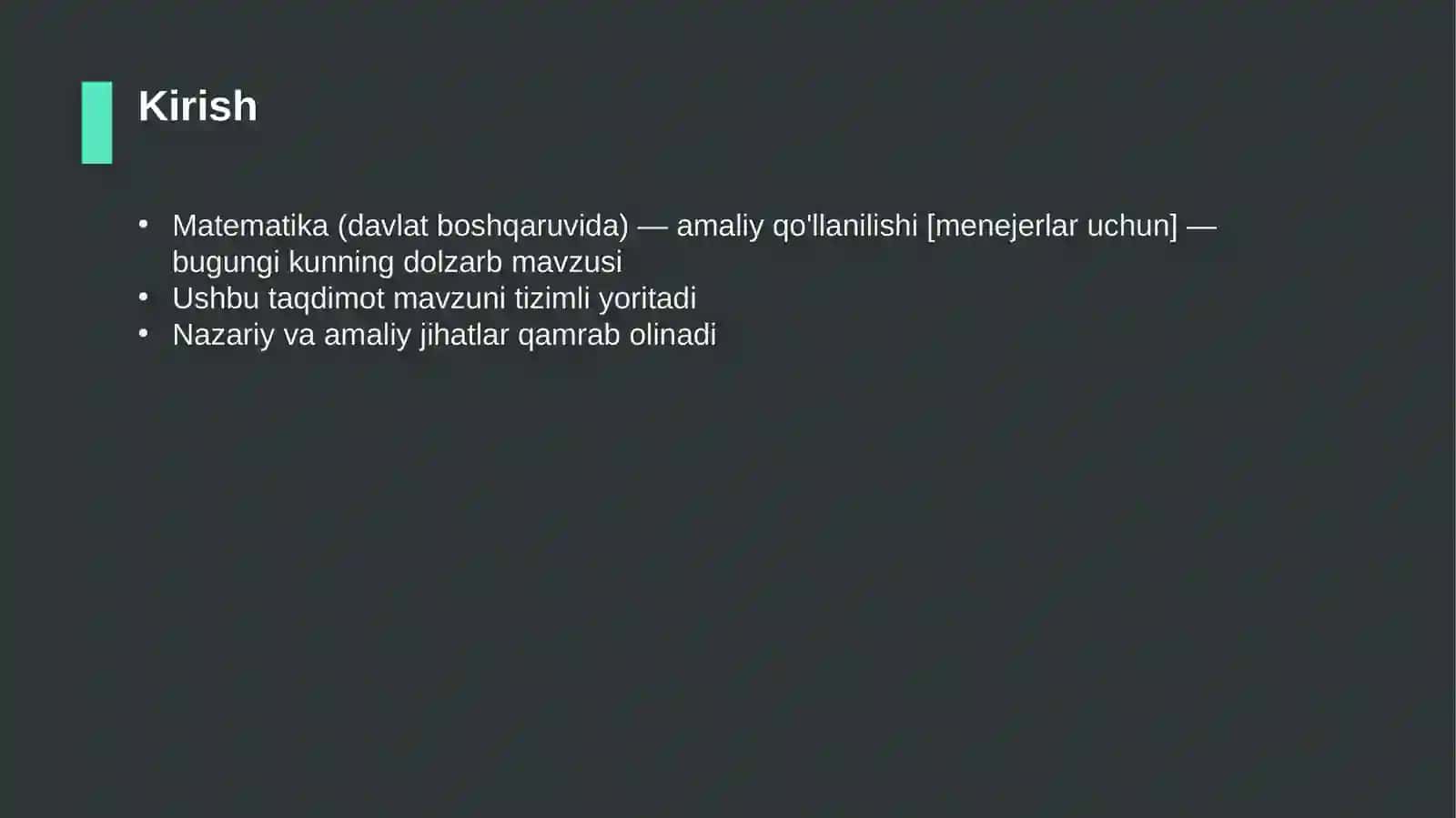 Matematika (davlat boshqaruvida) — amaliy qo'llanilishi [menejerlar uchun] 3