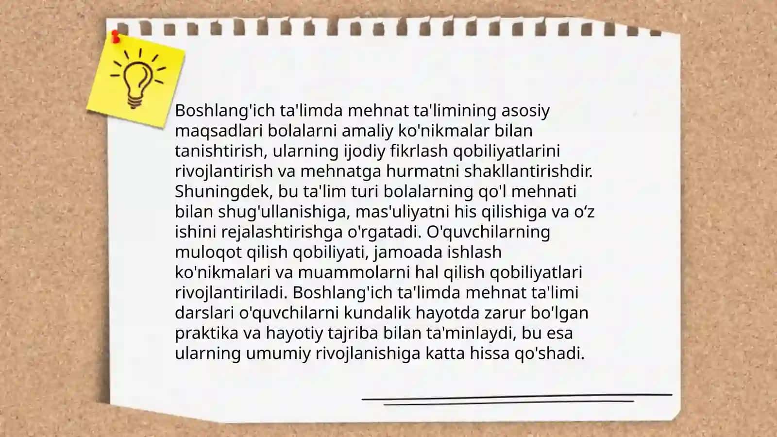 Boshlangʻich sinflarda mehnat taʼlimining vazifalari 3