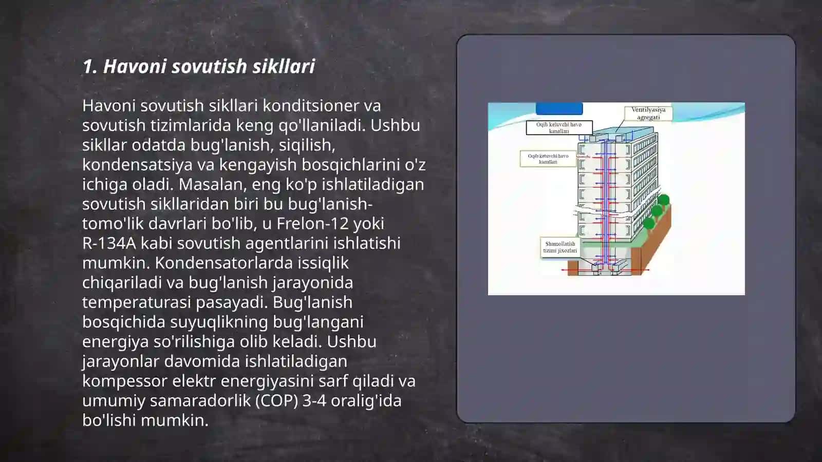Havoni konditsiyalash tizimining printsipial sxemalari. Havoni konditsiyalash tizimlarini sovuqlik bilan ta'minlash 3