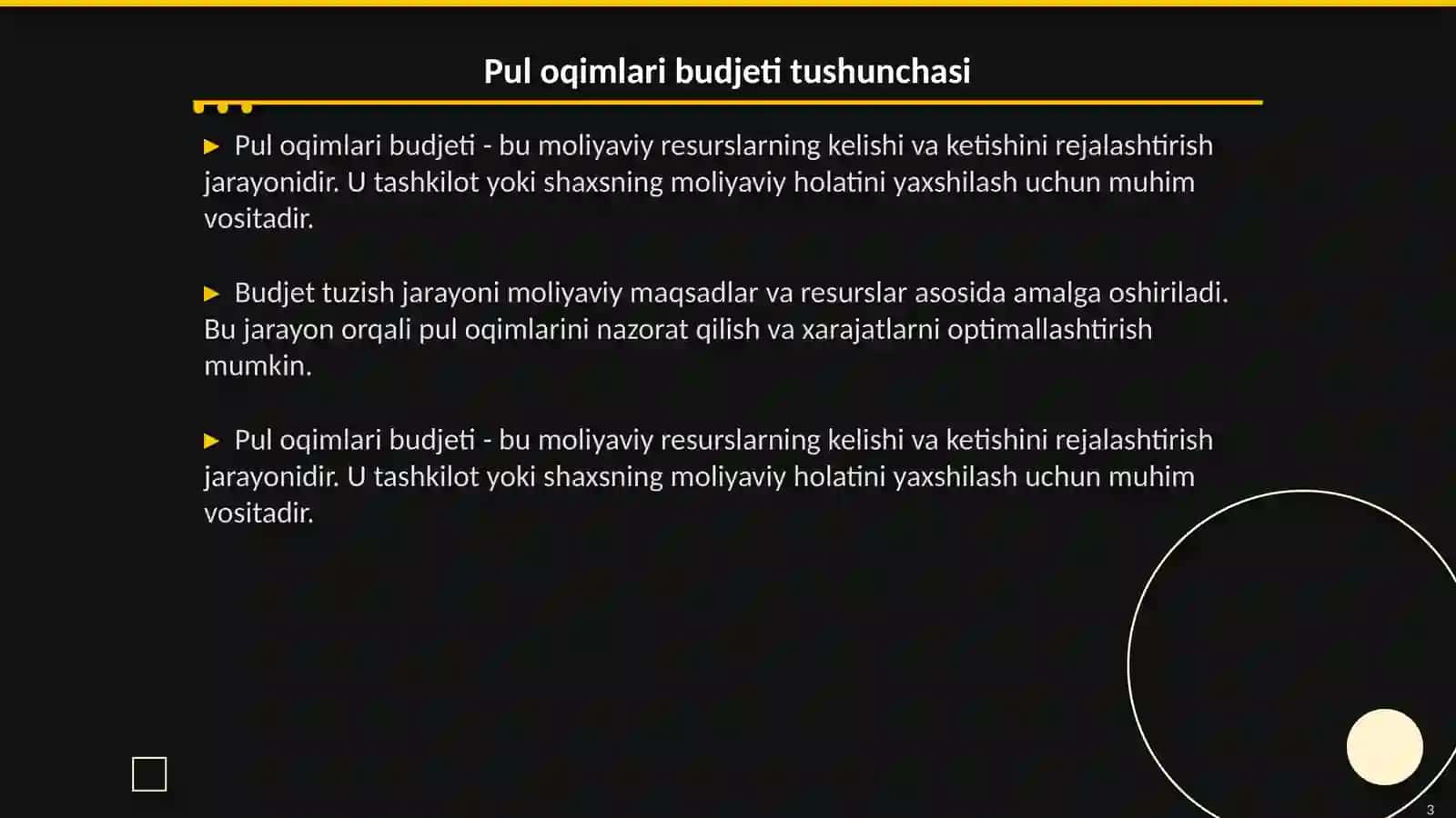 Pul oqimlari budjetini tuzish 3
