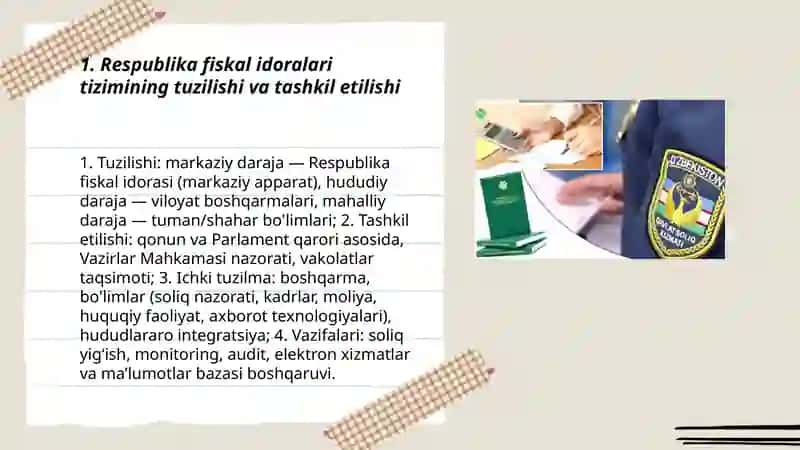 Respublika fiskal idoralari tizimi va ularni soliq maʼmurchiligini tashkil qilishdagi oʼrni 3