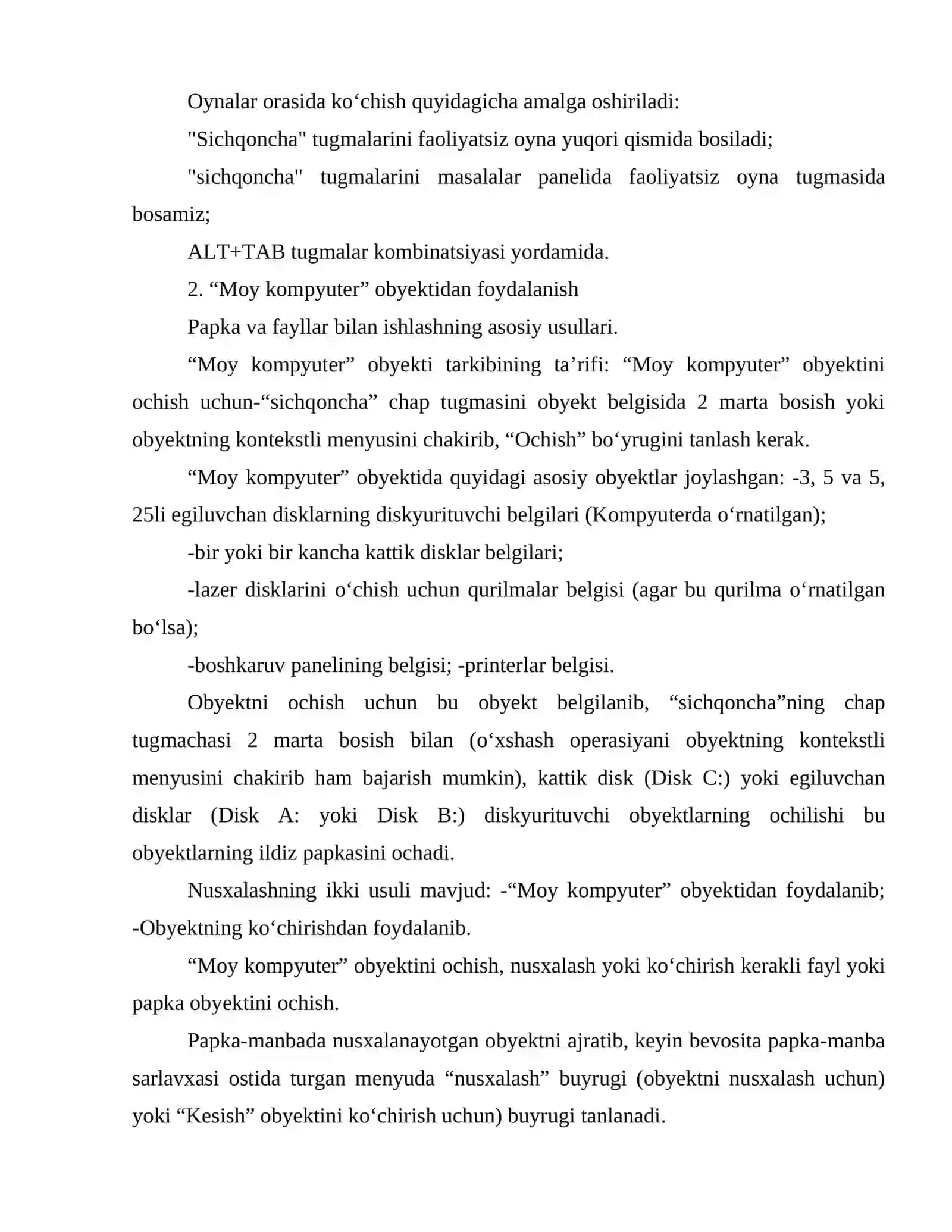 Windowsda fayllar va kataloglar oynalari bilan ishlash 3