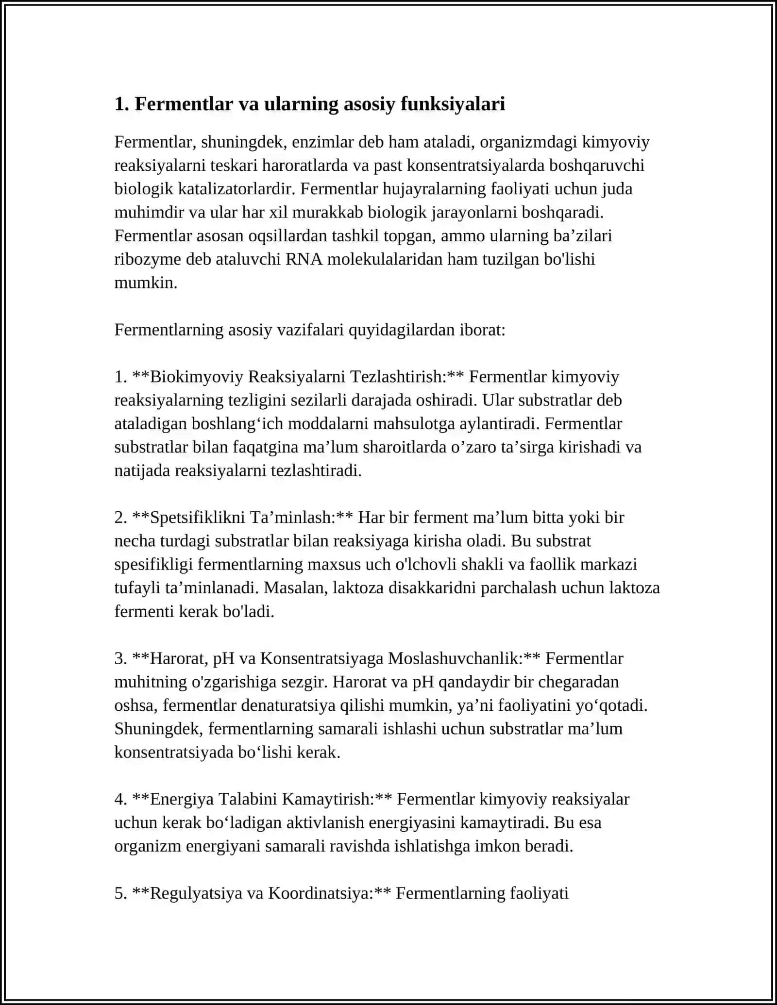 FERMENTLAR VA ULARNING TA'SIR ETISH MEHANIZIMI 3