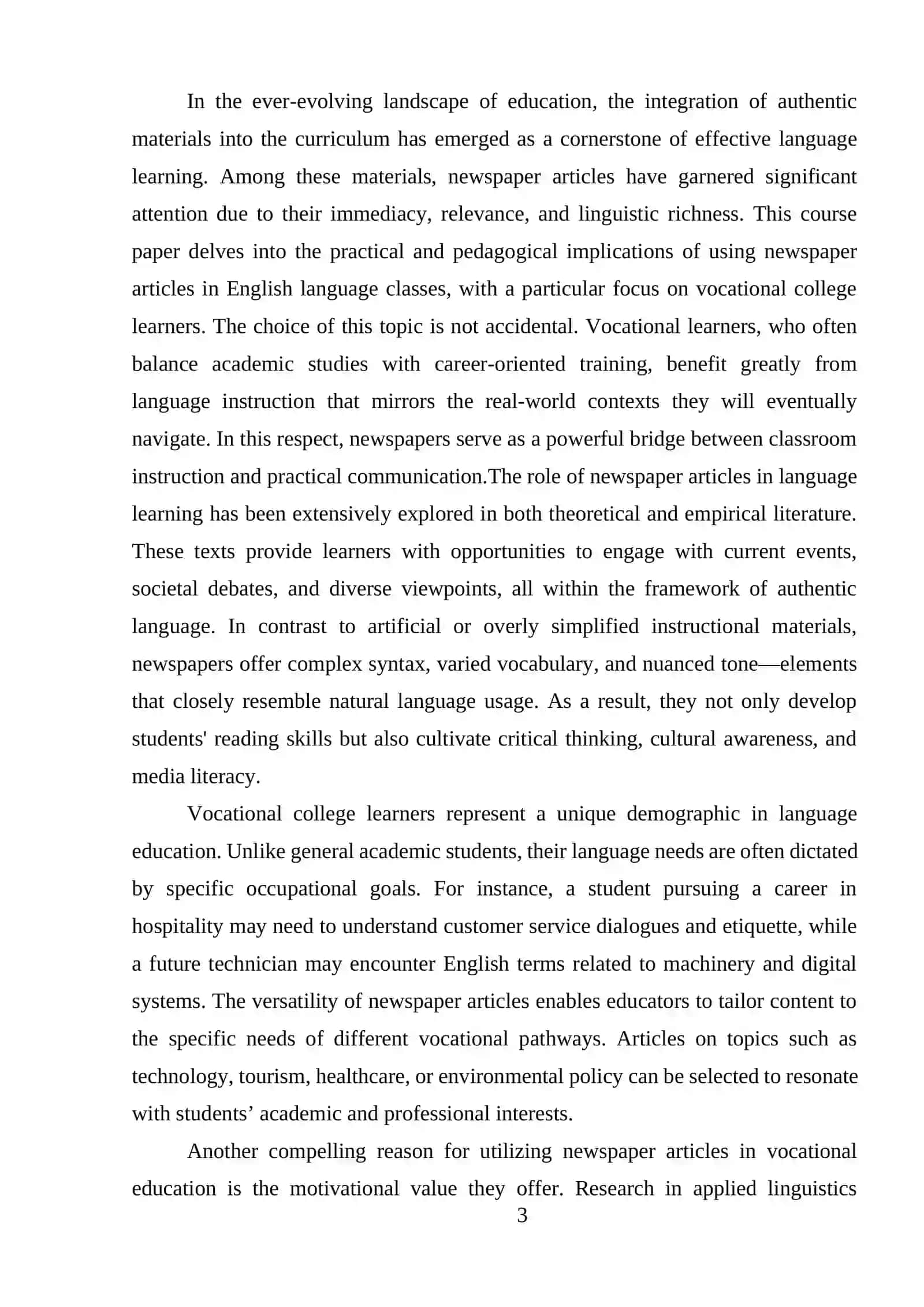 Course Paper on Working with Newspaper Articles 3