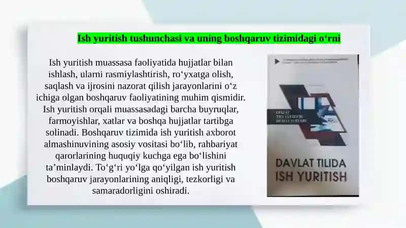Muassasalarda ish yuritishni tashkil etish texnologiyalari 3