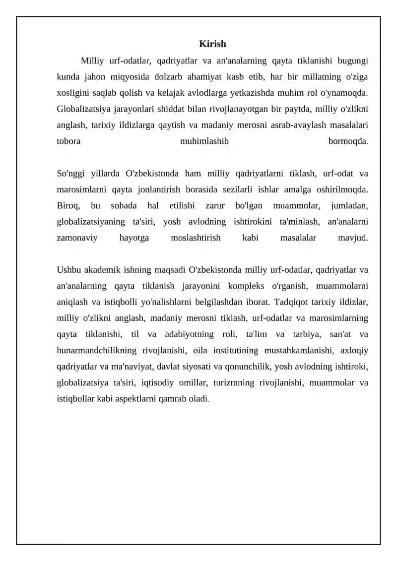 Milliy urf-odatlar, qadriyatlar va an'analarning qayta tiklanishi 3
