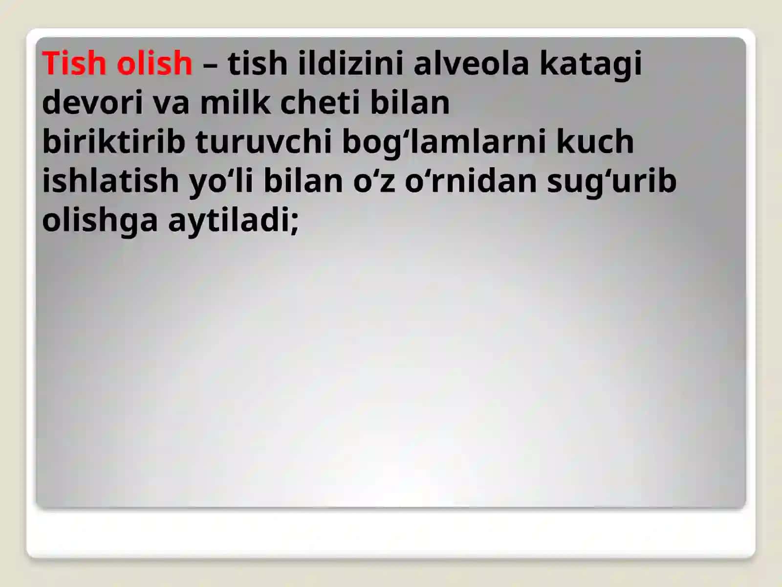 Stomatologik operatsiyalar va tish olishda qo’llaniladigan og’riqsizlantirish usullari. Tish olish operatsiyalari 3