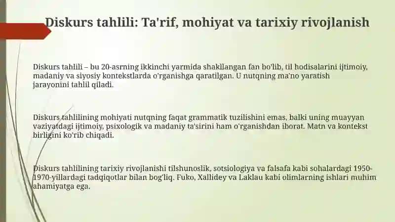 Diskurs tahlili: Ta'rif, mohiyat va tarixiy rivojlanish 3