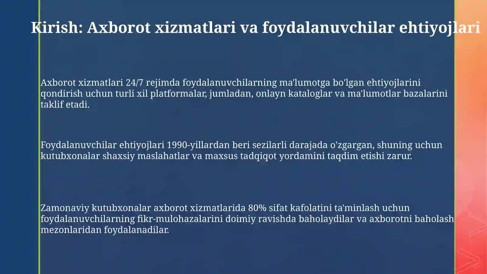 Foydalanuvchilarga kutubxona axborot xizmati ko'rsatishning asosiy ma'limot manbalari 3