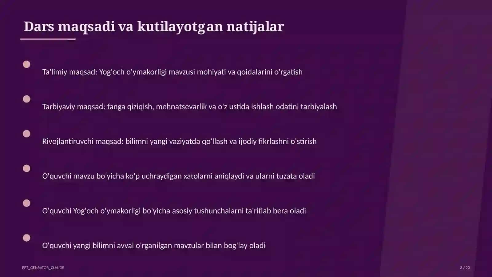 Yog'och o'ymakorligi (7-sinf) 3
