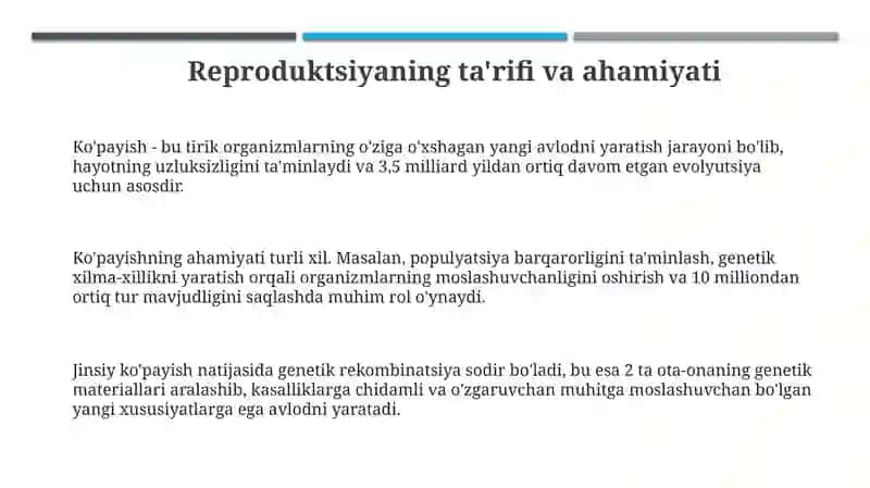 Reproduksiyaning ta'rifi va ahamiyati 3
