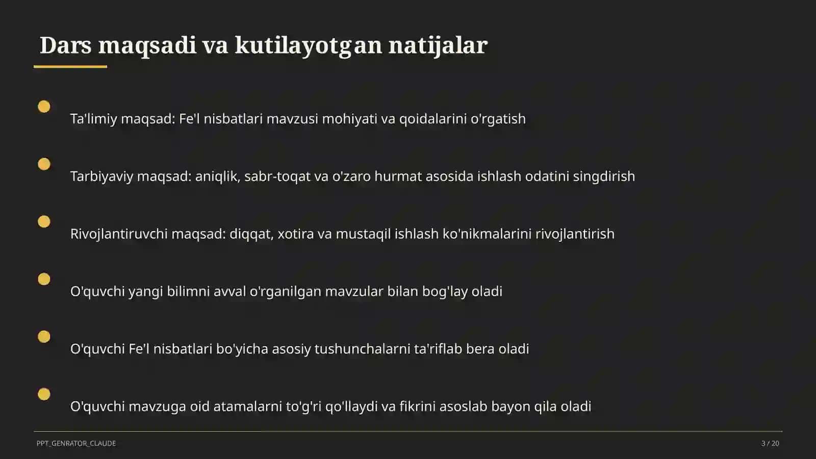 Fe'l nisbatlari (7-sinf) 3