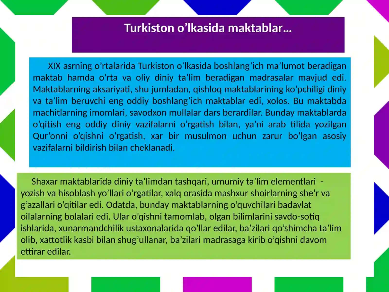 XIX asrda O'zbekistonda ta'lim 3