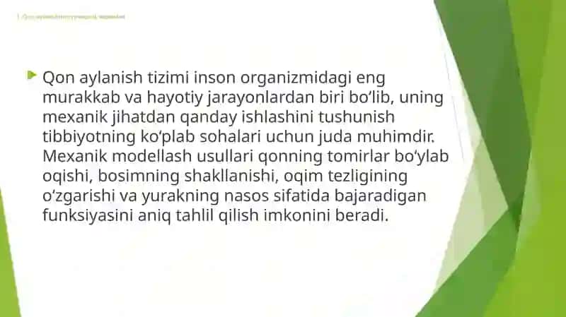 Qon aylanishining mexanik va elektrik modellari. Bosimni tarmoqlangan naylar sistemasidagi tarqalish qonuniyatlari 3