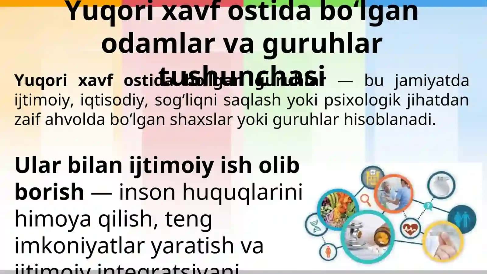 Yuqori xavf ostida bo‘lgan odamlar va guruhlar. Aholiga psixologik-ijtimoiy yordamni tashkil etishning asosiy prinsiplari: ko'pqirrali qo'llab-quvvatlash modeli 3