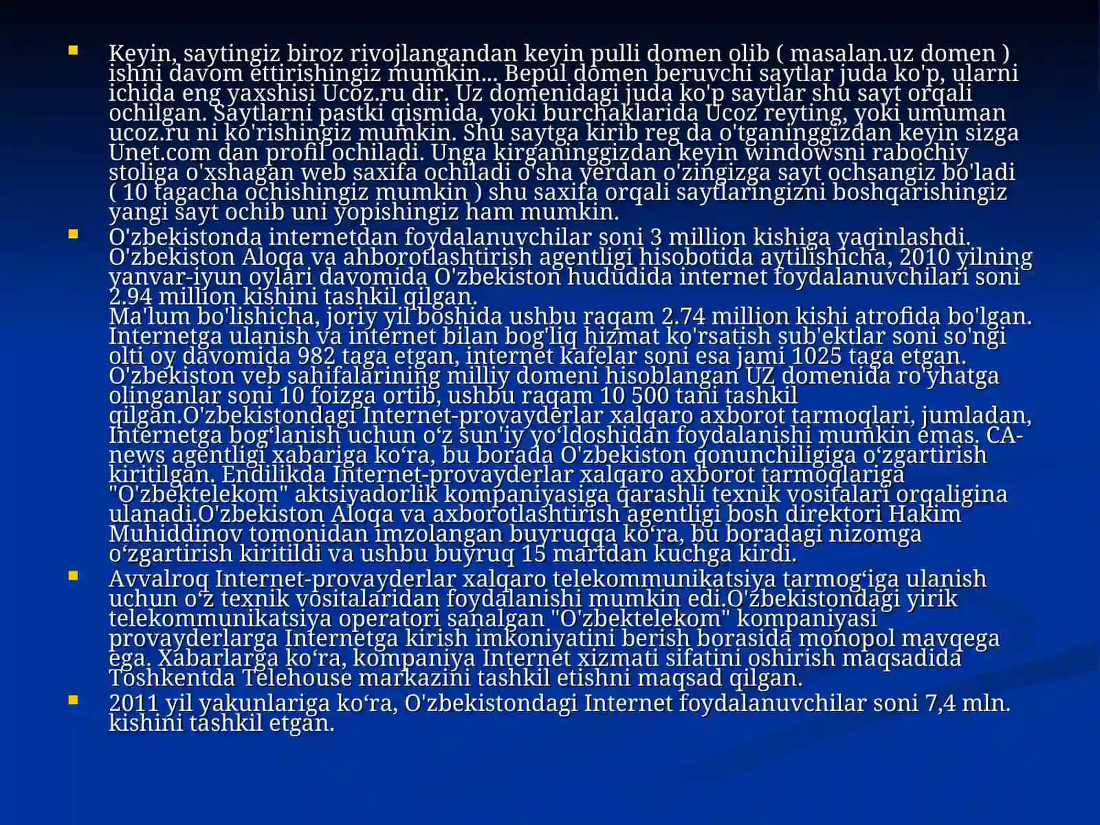 O'zbekistonda internet saytlari va rivojlanish istiqbollari 3