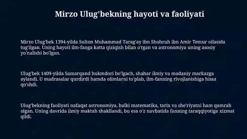 Mirzo Ulugʻbek tarixiy shaxs 3